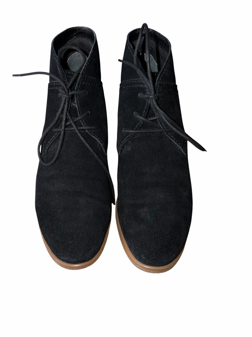 Franco Sarto Percy Black Suede Chukka Ankle Boots Women’s 8.5M Lace Up Comfort - Picture 2 of 7